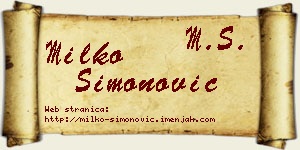Milko Simonović vizit kartica